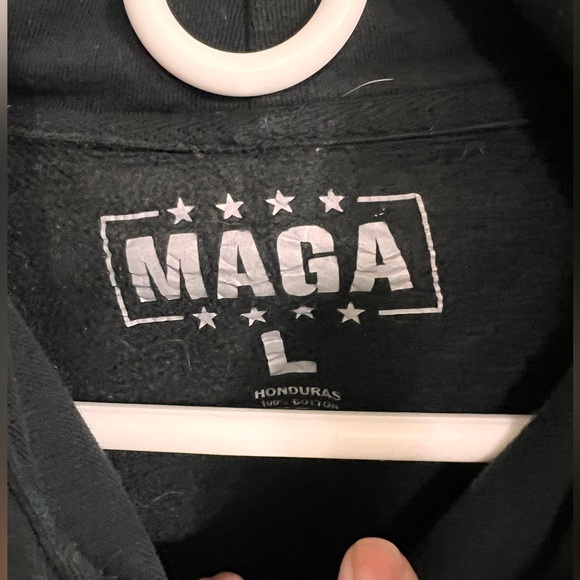 Black Graphic Hooded Sweatshirt with Red & Blue Logo - Picture 4 of 6